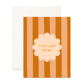 Love You Mum Petal Stripe Greeting Card