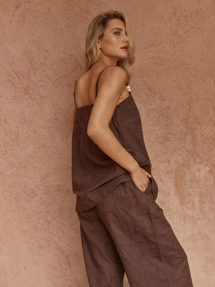 Bellie Embroided Pant Choc [sz:8]