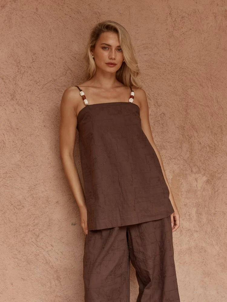India Embroided Tunic Choc [sz:8]