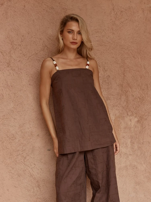 India Embroided Tunic Choc [sz:8]