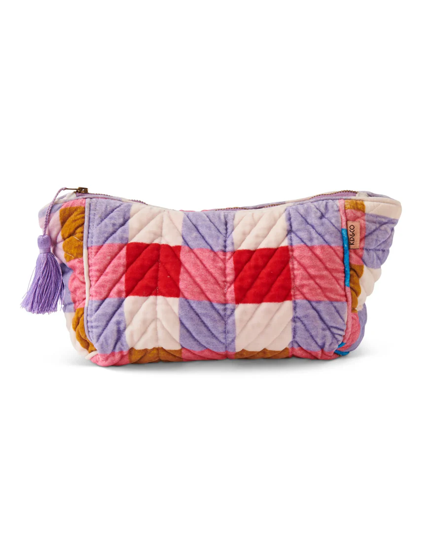 Summer Check Velvet Toiletry Bag 
