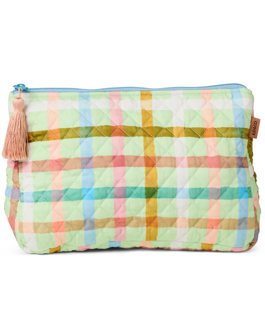 Candy Check Mint Quilted Cotton Toiletry Purse One Size