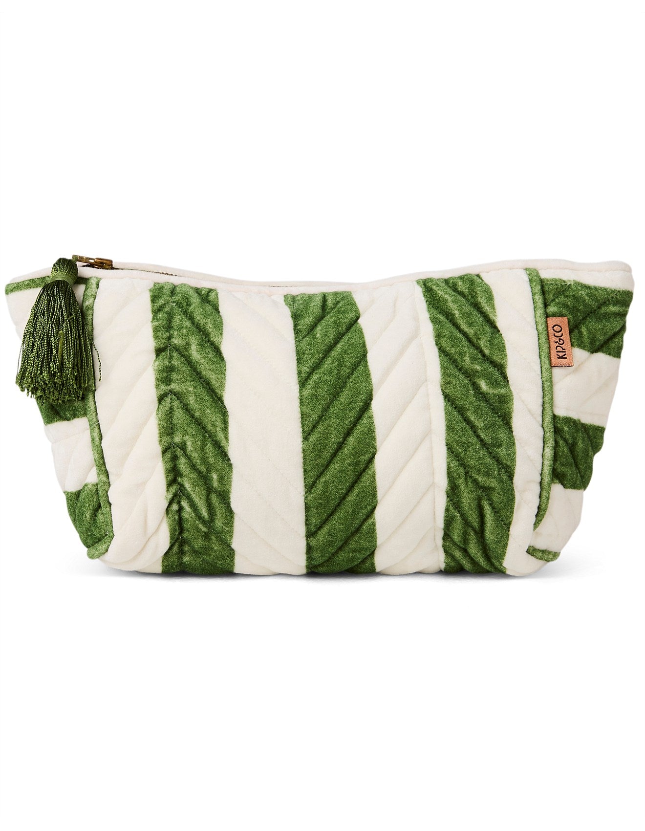 Moss Stripe Velvet Toiletry Bag