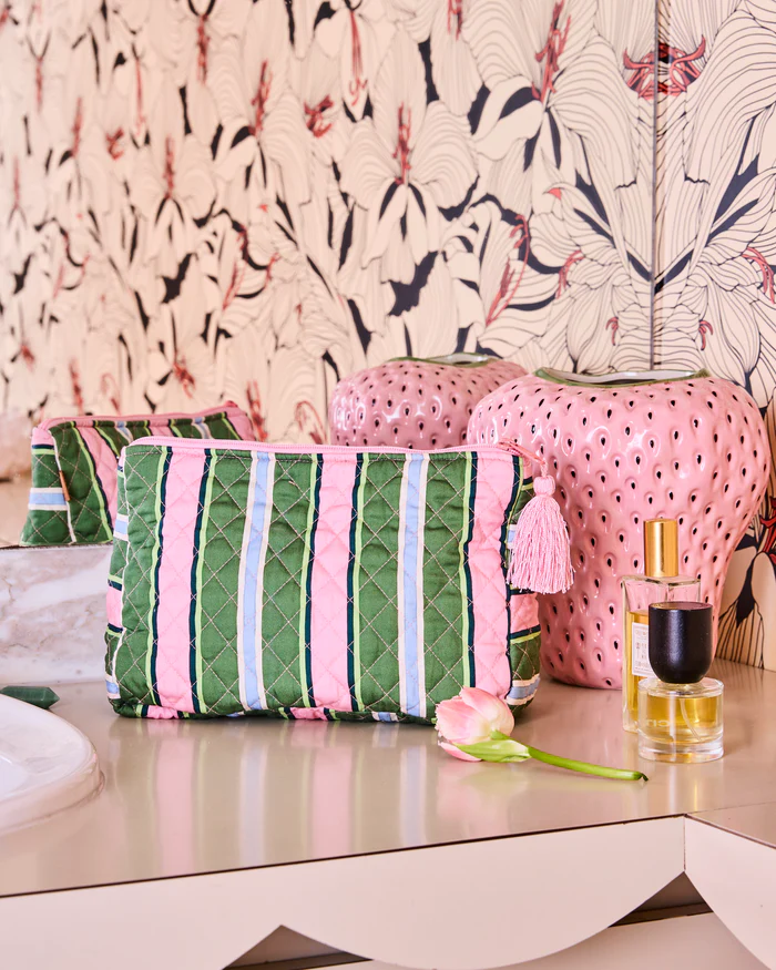 Cactus Stripe Quilted Toiletry Purse
