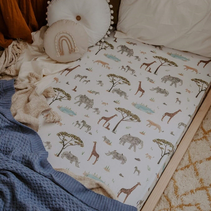 Fitted Cot Sheet Safari