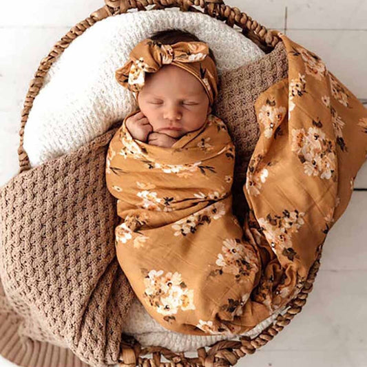 Organic Muslin Wrap Golden Flower