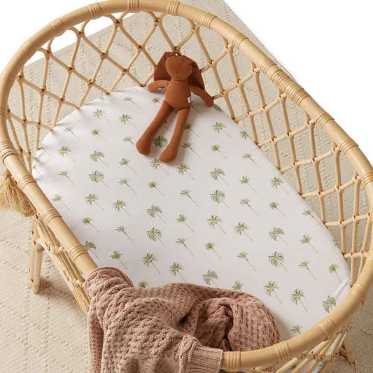 Bassinet Sheet Green Palms 