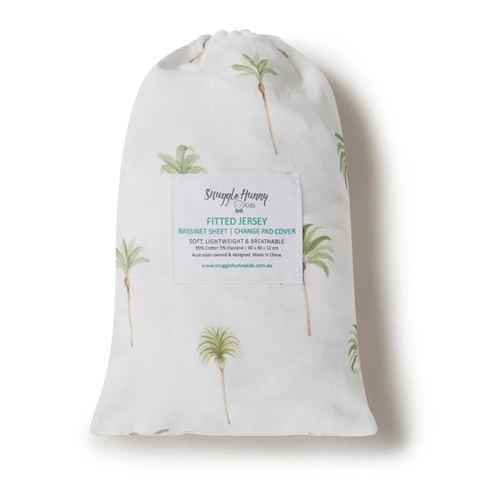 Bassinet Sheet Green Palms 