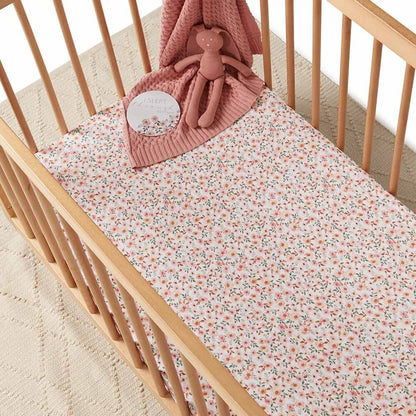 Fitted Cot Sheet Spring Floral