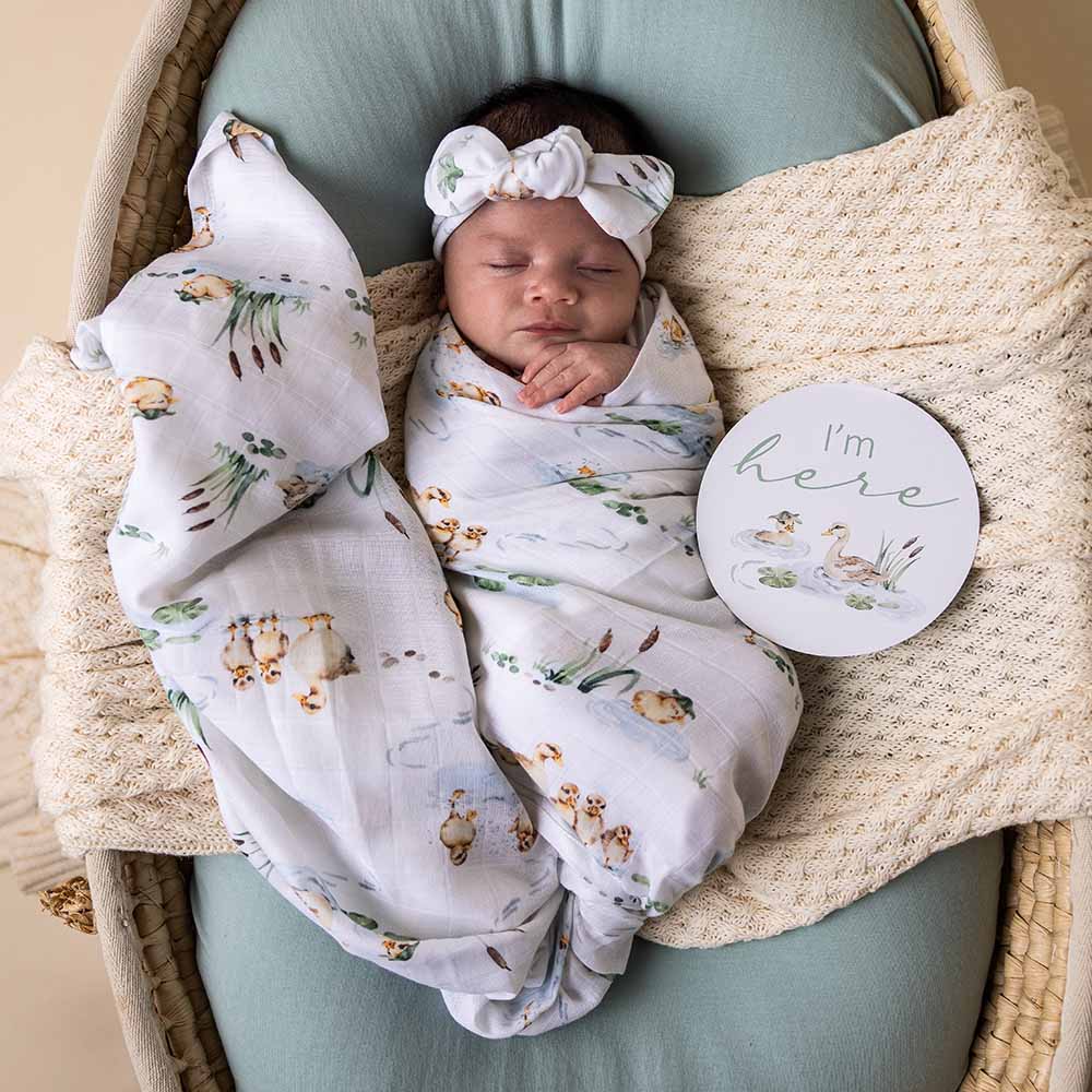 Organic Muslin Wrap Duck Pond 