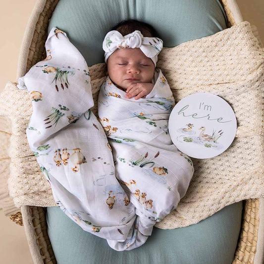 Organic Muslin Wrap Duck Pond 