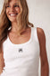 Zoe Contour Rib Scoop Tank White Black Monogram [sz:small]