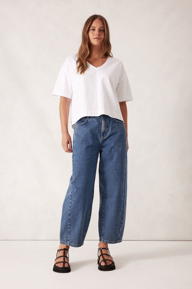 Boxy V Neck Tee White [sz:small]