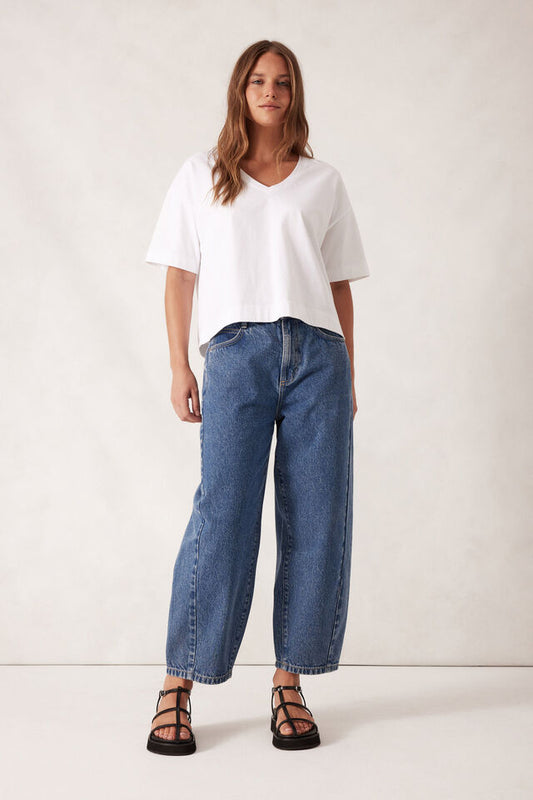 Boxy V Neck Tee White [sz:small]