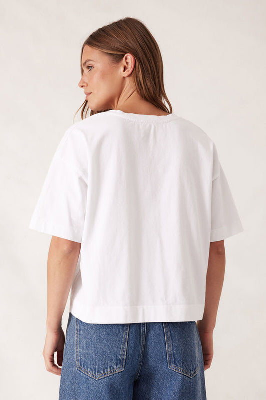 Boxy V Neck Tee White [sz:small]
