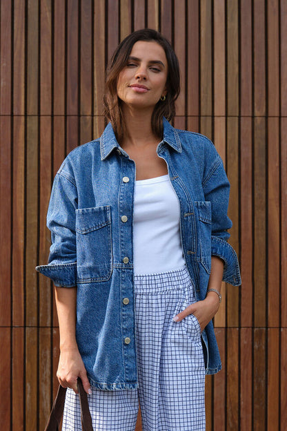 Bobbi Side Pocket Denim Shaket Indigo [sz:small]