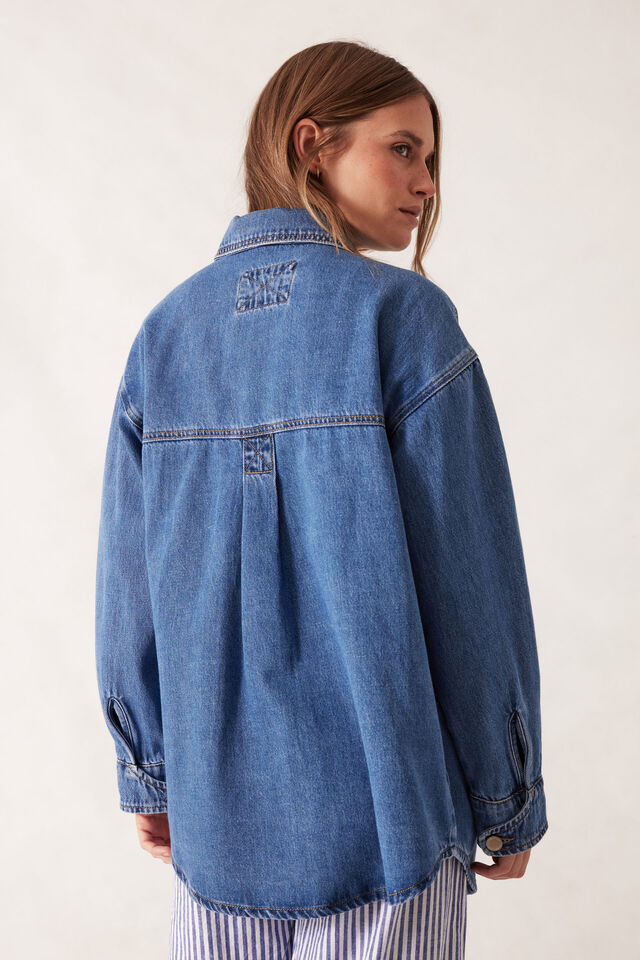 Bobbi Side Pocket Denim Shaket Indigo [sz:small]