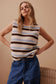 Margot Mesh Knit Tank Ecru Chalk Choc Stripe [sz:small]