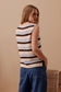 Margot Mesh Knit Tank Ecru Chalk Choc Stripe [sz:small]
