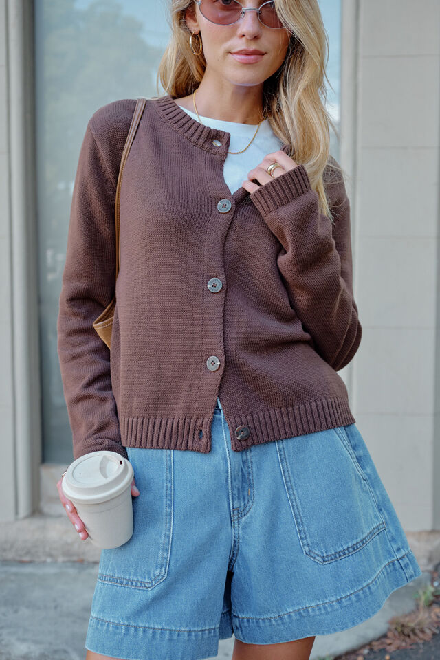 Nelly Long Sleeve Cardi Choc [sz:small]