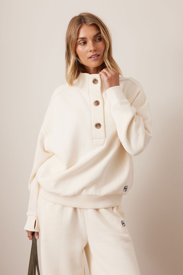 Marli Button Sweat Marshmallow [sz:small]