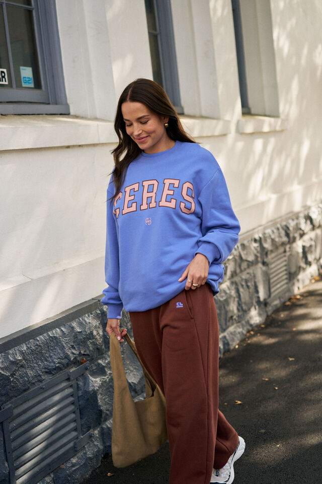 Isla Oversized Slouchy Crew Vintage Blue [sz:small]