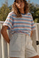 Stevie Slouchy Tee Sky Blue Flame Stripe [sz:small]