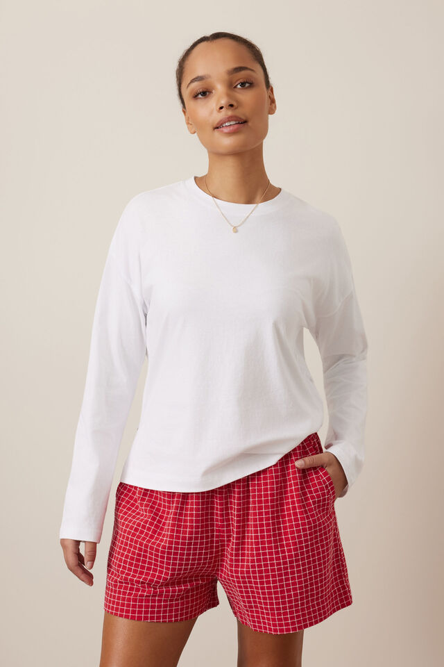 Mila Short Textured Red Check [sz:extra Small]