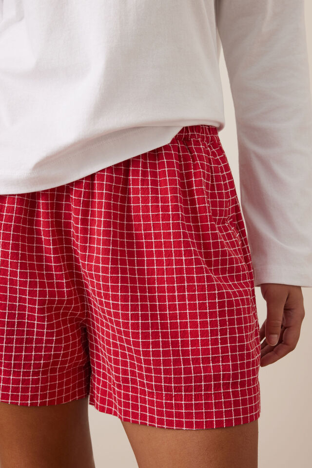 Mila Short Textured Red Check [sz:extra Small]