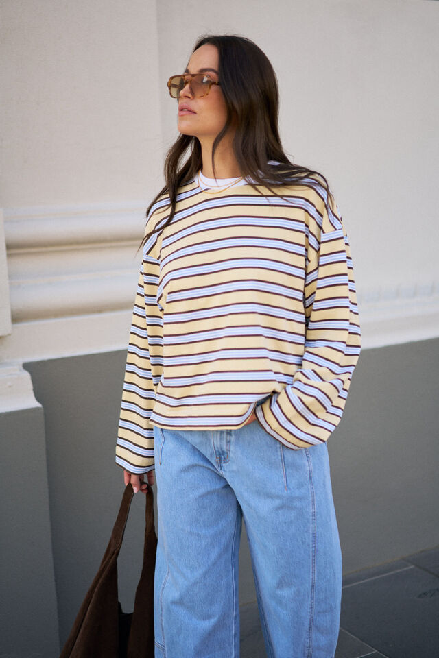Beau Long Sleeve Slouchy Tee Butter Brunette [sz:extra Small]