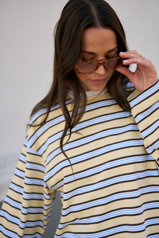 Beau Long Sleeve Slouchy Tee Butter Brunette [sz:extra Small]
