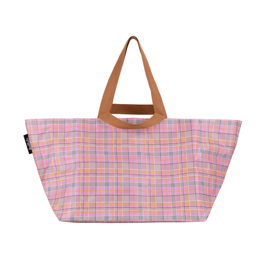 Beach Bag Pink Blanket Check 