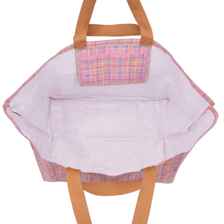 Beach Bag Pink Blanket Check 