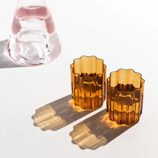 Wave Glass Set Of 2 - Amber 